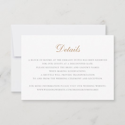 Elegant Script Klassieke Trouwdetails Insteekkaart Kaart (Voorkant)