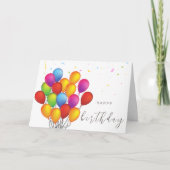 Elegant Script Kleurrijke Ballonnen Gelukkige Verj Kaart (Voorkant)