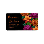 Elegant script Kleurrijke bloemen retouradres Etiket (Voorkant)