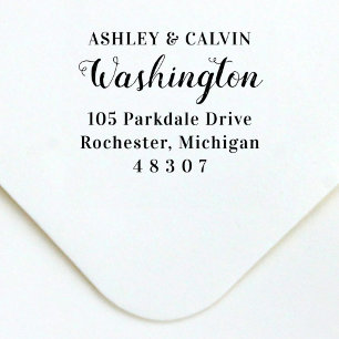 Elegant Script Koppel Achternaam Retouradres Zelfinktende Stempel