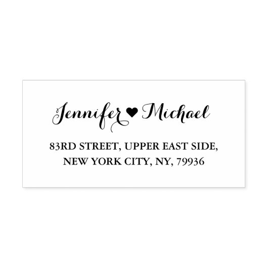 Elegant Script Koppel Hart Bruiloft Retouradres Rubberstempel (Afrduk)