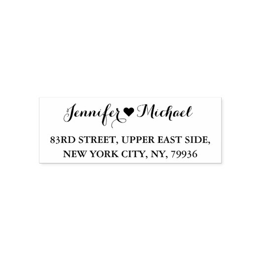Elegant Script Koppel Hart Bruiloft Retouradres Zelfinktende Stempel (Design)