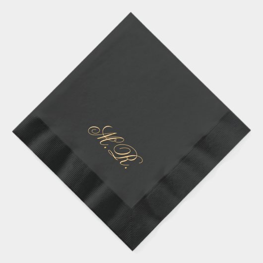 Elegant Script Koppel Monogram Initialen bruiloft Folie Servetten (Rechts)