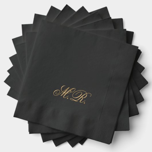 Elegant Script Koppel Monogram Initialen bruiloft Folie Servetten (Insitu (Gestapeld))