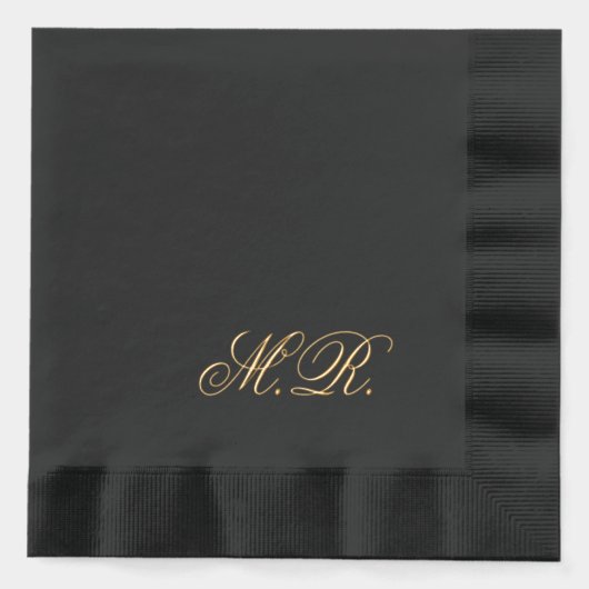 Elegant Script Koppel Monogram Initialen bruiloft Folie Servetten (Voorkant)