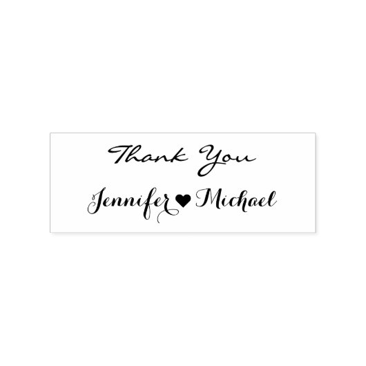 Elegant Script Koppel Naam Hart Bruiloft Dank u Rubberstempel (Afrduk)