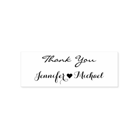 Elegant Script Koppel Naam Hart Bruiloft Dank u Zelfinktende Stempel (Design)