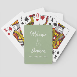 Elegant Script Koppel Namen Datum Typografie Sage Pokerkaarten