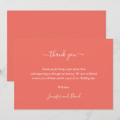 Elegant script Koraal dank je kaart (Voorkant / Achterkant)