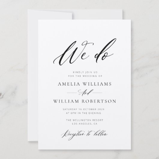 Elegant script kraft bruiloft uitnodiging (Voorkant)