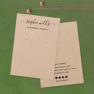 Elegant Script Kraft Earring Display Holder Visitekaartje