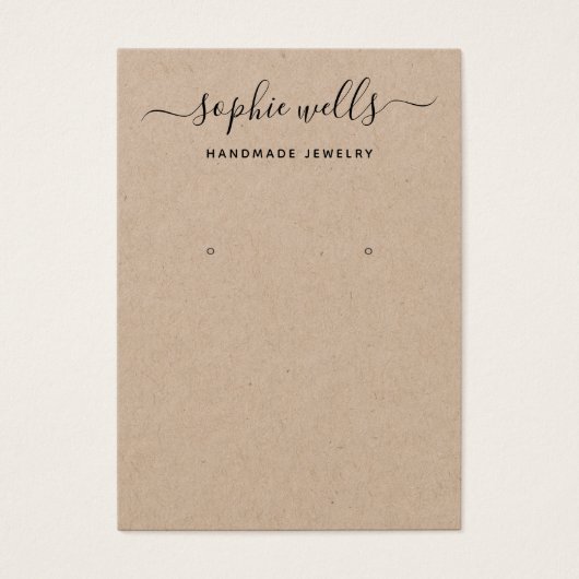 Elegant Script Kraft Earring Display Holder Visitekaartje (Voorkant)