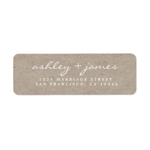 Elegant Script Kraft Paper Wedding Return Address Etiket