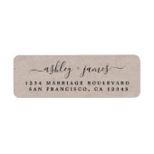 Elegant Script Kraft Paper Wedding Return Address Etiket (Voorkant)