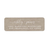 Elegant Script Kraft Paper Wedding Return Address Etiket (Voorkant)