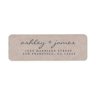 Elegant Script Kraft Paper Wedding Return Address Etiket