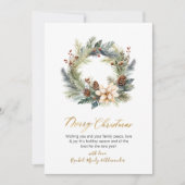 Elegant Script Krans Groen Kerstmis Kaart (Voorkant)