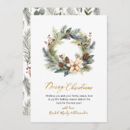 Elegant Script Krans Groen Kerstmis Kaart