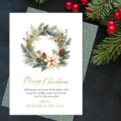 Elegant Script Krans Groen Kerstmis Kaart