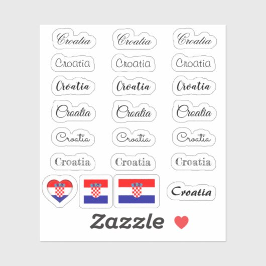 Elegant script Kroatië & Kroatische vlag / naam Se Sticker (Vel)