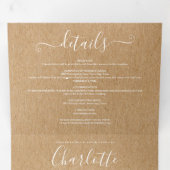 Elegant Script Landelijke Kraft Foto Bruiloft Drieluik Uitnodiging (Binnenzijde eerst)