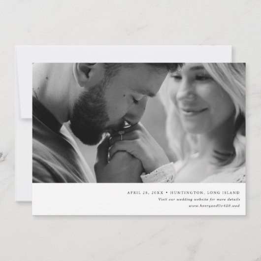 Elegant Script Landscape w / Foto op de achterkant Save The Date (Achterkant)