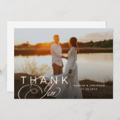 Elegant Script Landschap Trouwfoto Bedankkaart (Voorkant / Achterkant)