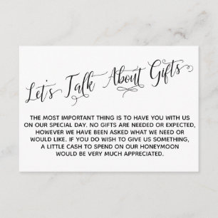 Elegant Script Laten we het hebben over Gifts Wedd Informatiekaartje
