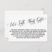 Elegant Script Laten we het hebben over Gifts Wedd Informatiekaartje (Voorkant / Achterkant)