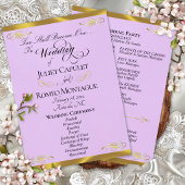Elegant Script - Lavendel/Goud Huwelijk Programmakaart