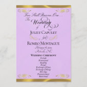 Elegant Script - Lavendel/Goud Huwelijk Programmakaart (Voorkant)