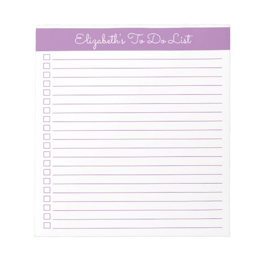 Elegant Script Lavender Checklist met één kolom Notitieblok (Voorkant)
