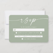 Elegant Script Leaf Green Wedding Meal Choice RSVP Kaartje (Voorkant)