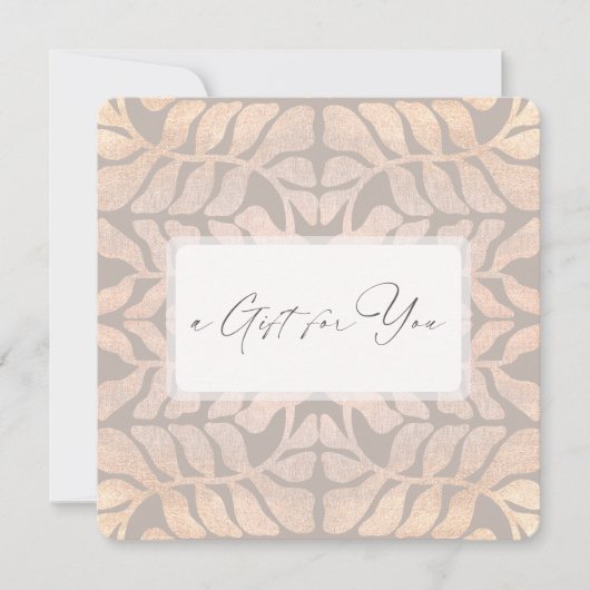 Elegant Script Leaf Patroon Cadeaubon (Voorkant)