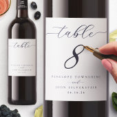 Elegant Script Lege Tafel Nummer Trouwdag Wijn Etiket