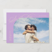 Elegant Script Lemon Wisteria Curved Frame Photo Save The Date (Voorkant)