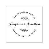 Elegant Script Lettering Couple's Namen & Adres Zelfinktende Stempel (Design)