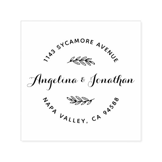 Elegant Script Lettering Couple's Namen & Adres Zelfinktende Stempel (Design)