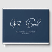 Elegant, Script Lettertype, Blauw, Bruiloft Gasten Gastenboek (Voorkant)