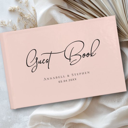 Elegant, Script Lettertype, Blush-Pink Bruiloft Gastenboek