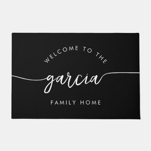 Elegant script lettertype gepersonaliseerde famili deurmat (Voorkant)