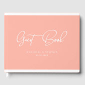 Elegant, Script Lettertype, Koraal-Perzik, Bruilof Gastenboek (Voorkant)