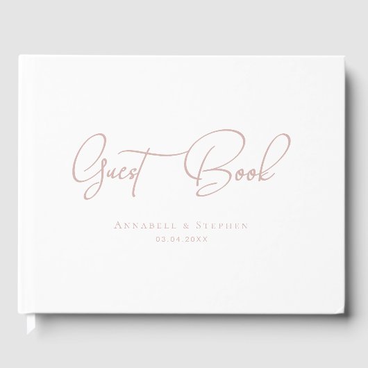Elegant, Script lettertype, wit, bruiloft gastenbo Gastenboek (Voorkant)