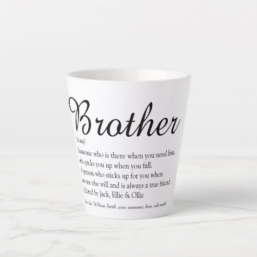 Elegant Script Leuk Cool Beste Broer Definitie  Latte Mok (Voorkant)