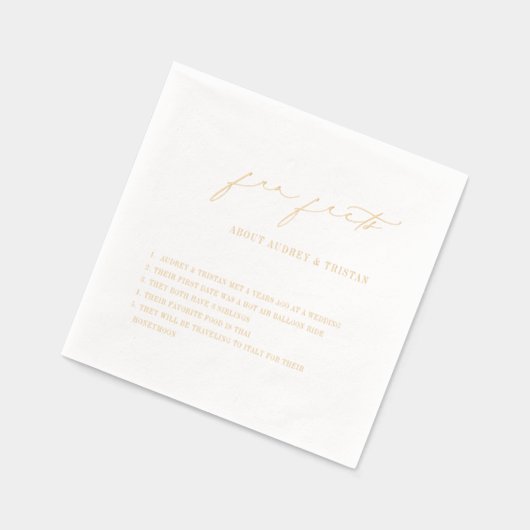 Elegant script Leuke weetjes Minimalistische bruil Folie Servetten (Links)