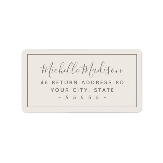 Elegant script licht bruin retouradres etiket (Voorkant)