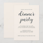 Elegant Script Licht Ivoor Eetfeest Kaart (Voorkant / Achterkant)