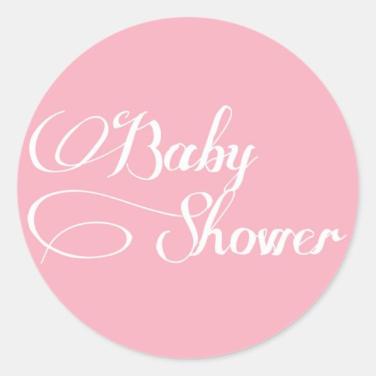 Elegant Script Lichtroze Baby shower Sticker (Voorkant)
