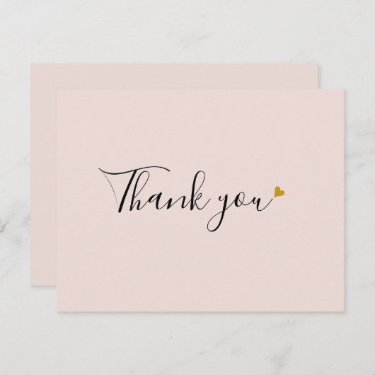 Elegant Script Lichtroze Business Dank u Kaart (Voorkant / Achterkant)