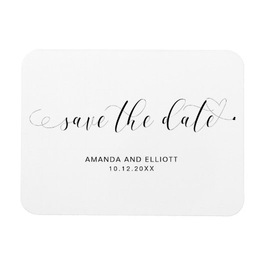 Elegant Script Lief Hart Trouwkaart Save the Date Magneet (Horizontaal)